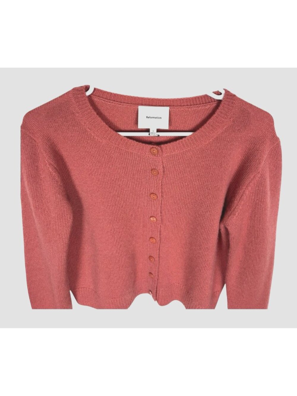 Reformation Cardigan Womens Small Clara Cashmere Crew Rosewood Cropped - Picture 3 of 7